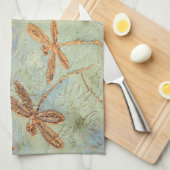 Libellen-Tanz-Gold Küchentuch (Viertel Falte)