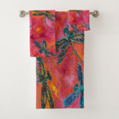 Libellen-Tanz-heißes pinkfarbenes Bad-Set Badhandtuch Set (Insitu)