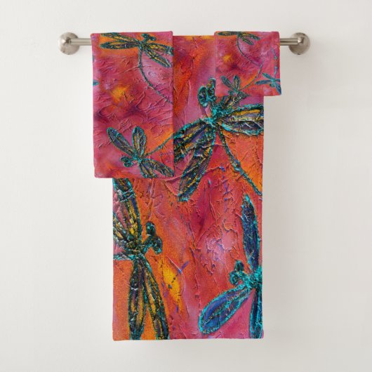 Libellen-Tanz-heißes pinkfarbenes Bad-Set Badhandtuch Set (Insitu)