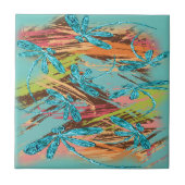 Libellen-Türkis-Spritzen Fliese (Vorderseite)