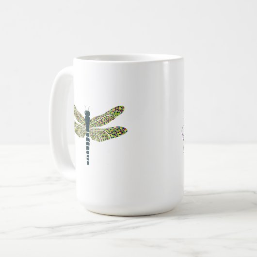 Libellen-u. DankbarkeitMandalasun-Blumen-Tasse Kaffeetasse (Vorderseite Links)