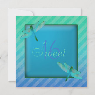 Libellen u. Streifen-16. Geburtstag-Einladung Einladung