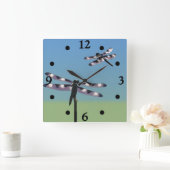 Libellen-Uhr Quadratische Wanduhr (Zuhause)