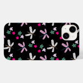 Libellen und Blume auf schwarz Case-Mate iPhone Hülle (Rückseite (Horizontal))