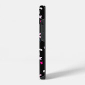 Libellen und Blume auf schwarz iPhone Hülle (Linke Seite)