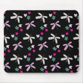Libellen und Blume auf schwarz Mousepad (Vorne)