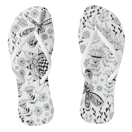 Libellen und Blume Badesandalen (Fußbett)
