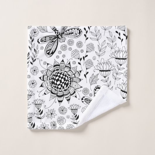 Libellen und Blume Badhandtuch Set (Waschlappen)