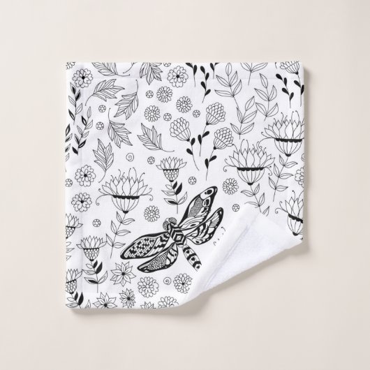 Libellen und Blume Badhandtuch Set (Waschlappen)