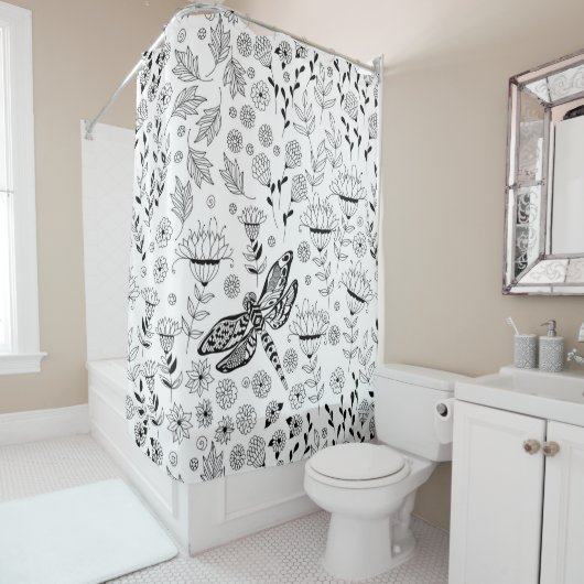 Libellen und Blume Duschvorhang (Beispiel)