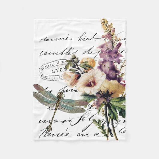 Libellen und Blume Fleecedecke (Vorderseite)