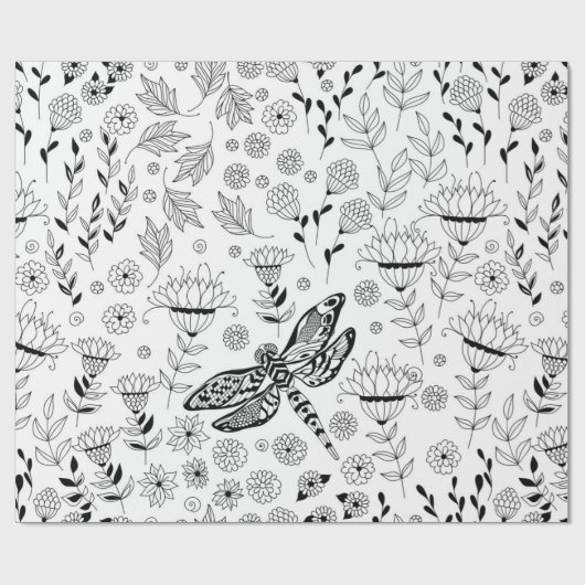 Libellen und Blume Geschenkpapier (Flach)
