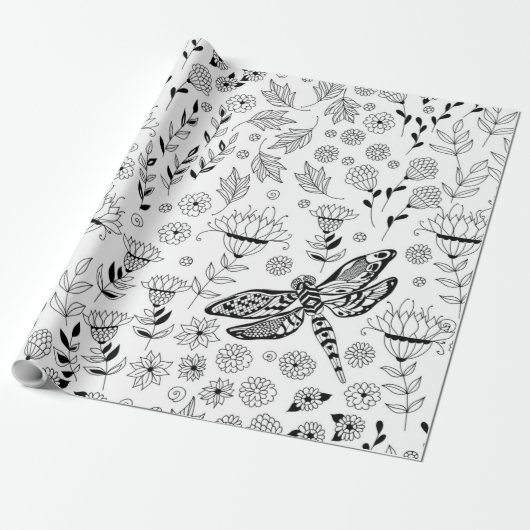 Libellen und Blume Geschenkpapier (Ungerollt)