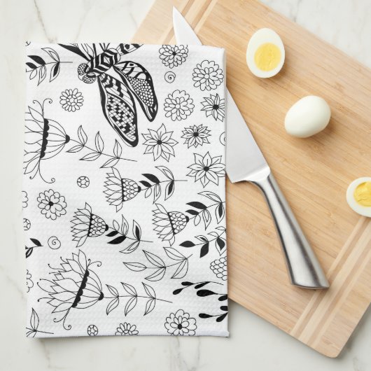 Libellen und Blume Geschirrtuch (Viertel Falte)