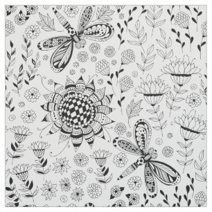 Libellen und Blume Stoff