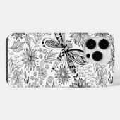 Libellen- und Blumengrafitto iPhone Hülle (Rückseite (Horizontal))