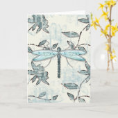 Libellen und Blumenmuster | Grußkarten Karte (Gelbe Blume)