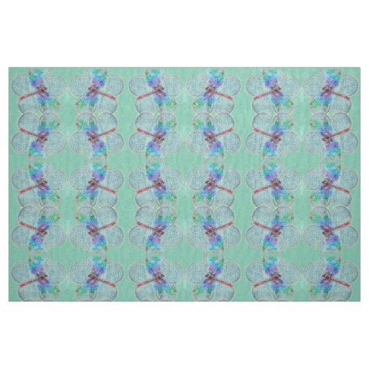 Libellen und Blüten (blau) Stoff (Fat Quarter (45,7 x 55,9 cm))