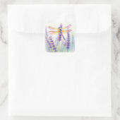 Libellen und Lavendel blühen Quadratischer Aufkleber (Tasche)