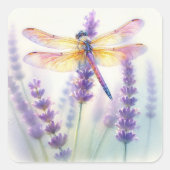 Libellen und Lavendel blühen Quadratischer Aufkleber (Vorderseite)