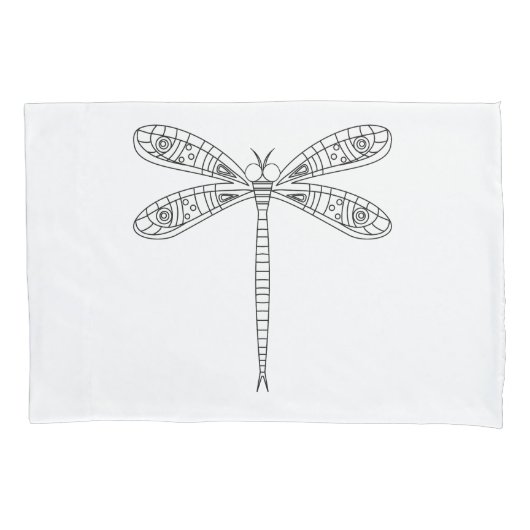 Libellen und Lilien-Fabric-Malerei Pillowcase Kissenbezug (Vorderseite)