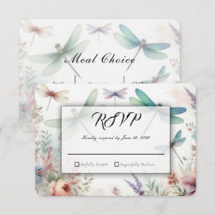 Libellen und Pastell Blumen Hochzeit RSVP Karte