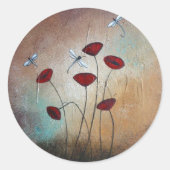 Libellen und Poppies Runder Aufkleber (Vorderseite)