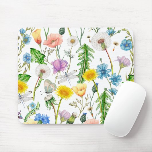 Libellen und Schmetterlinge auf Wildblumen Mousepad (Mit Mouse)