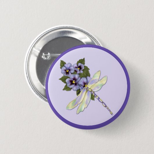 Libellen und Stiefmütterchen Button (Vorne & Hinten)