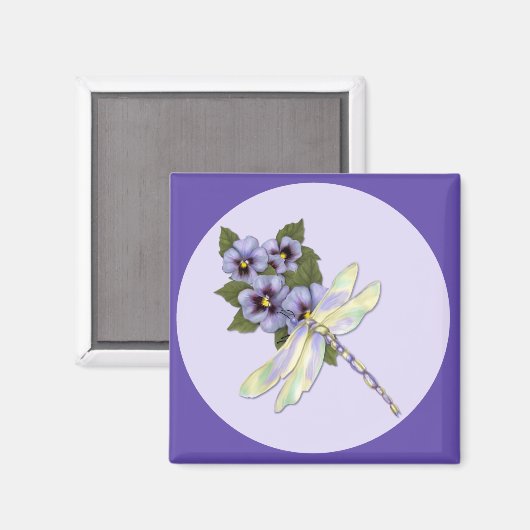 Libellen und Stiefmütterchen Magnet (Vorderseite/Rückseite)