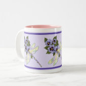 Libellen und Stiefmütterchen Zweifarbige Tasse (Vorderseite Links)