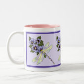 Libellen und Stiefmütterchen Zweifarbige Tasse (Links)
