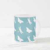 Libellen und Teal-Schmetterlinge Muster Mattglastasse (VorderseiteRechts)