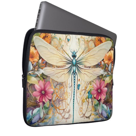 Libellen und Wildblumen Laptopschutzhülle (Vorne Rechts)