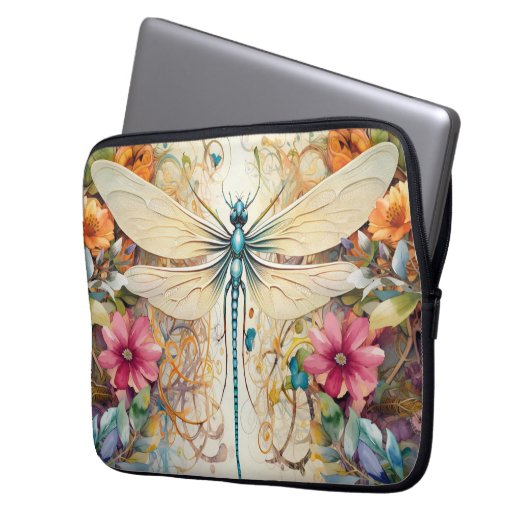 Libellen und Wildblumen Laptopschutzhülle (Vorderseite Links)