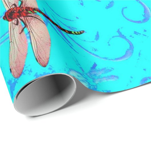 LIBELLEN-WELT IM BLAUEN ABSTRAKTEN ENTWURF GESCHENKPAPIER (Rolleneckpunkt)