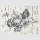 Libellen-Wildblumen-Französische-Script-Decoupage- Seidenpapier (Vorderseite)