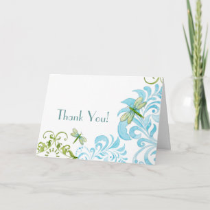 Libellen Wirbel Schriftrolle Moderne Blumen Dankes Dankeskarte