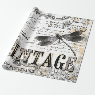 Libellen-Wrap-Papier - Französischer Vintage-Stil Geschenkpapier