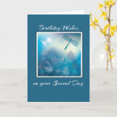 Libellen zum Geburtstag, religiös, Mann Karte (Gelbe Blume)