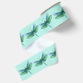 Libellenband Blaue Grüne Frühlingsfarben Ripsband (Rückseite)