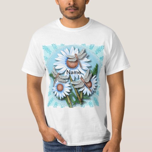 Libellenblaue Gänseblümchen T-Shirt (Vorderseite)