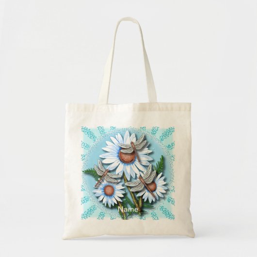 Libellenblaue Gänseblümchen Tragetasche (Vorne)