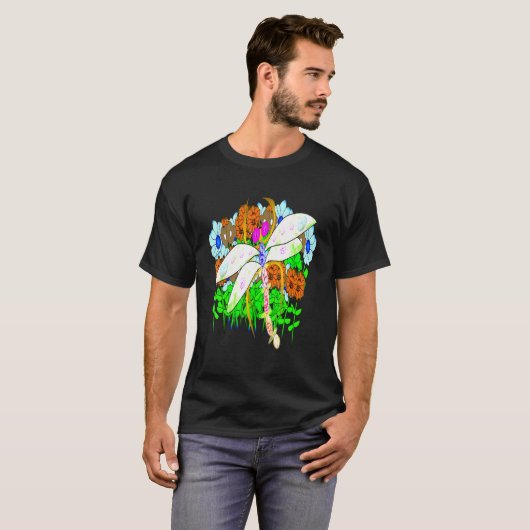 Libellenbroach und Blume T-Shirt (Vorne ganz)