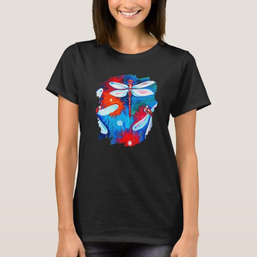 Libellenfarbgemälde Libellen Insektenkünstler T-Shirt (Vorderseite)
