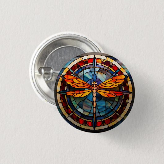 Libellenfarbglas Button (Vorne & Hinten)