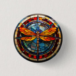 Libellenfarbglas Button
