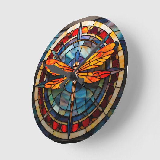 Libellenfarbglas Runde Wanduhr (Winkel)