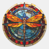 Libellenfarbglas Runder Aufkleber (Vorderseite)