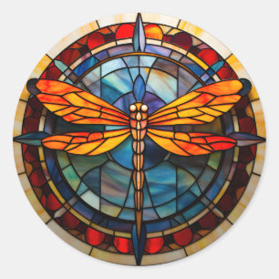 Libellenfarbglas Runder Aufkleber